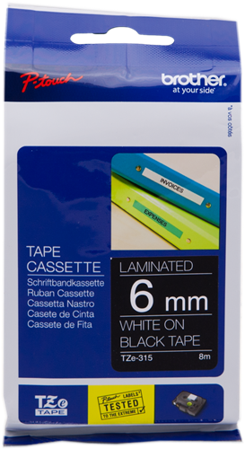 Brother TZe-315 tape white on black