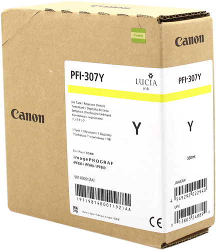 Canon PFI-307y yellow ink cartridge
