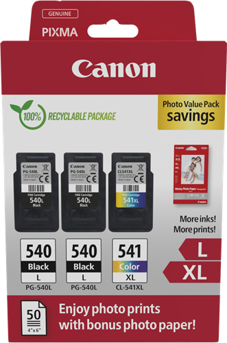 Canon PG-540L+CL-541XL black / more colours / White value pack