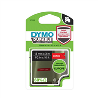 DYMO tape white on red
