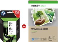 HP 301 black / more colours value pack + Prindo Green Recyclingpapier 500 Blatt