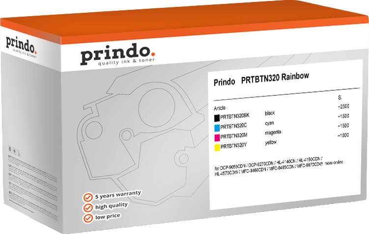 Prindo PRTBTN320 Rainbow black / cyan / magenta / yellow value pack