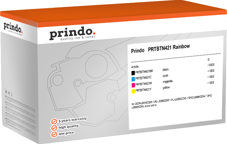 Prindo PRTBTN421 Rainbow black / cyan / magenta / yellow value pack