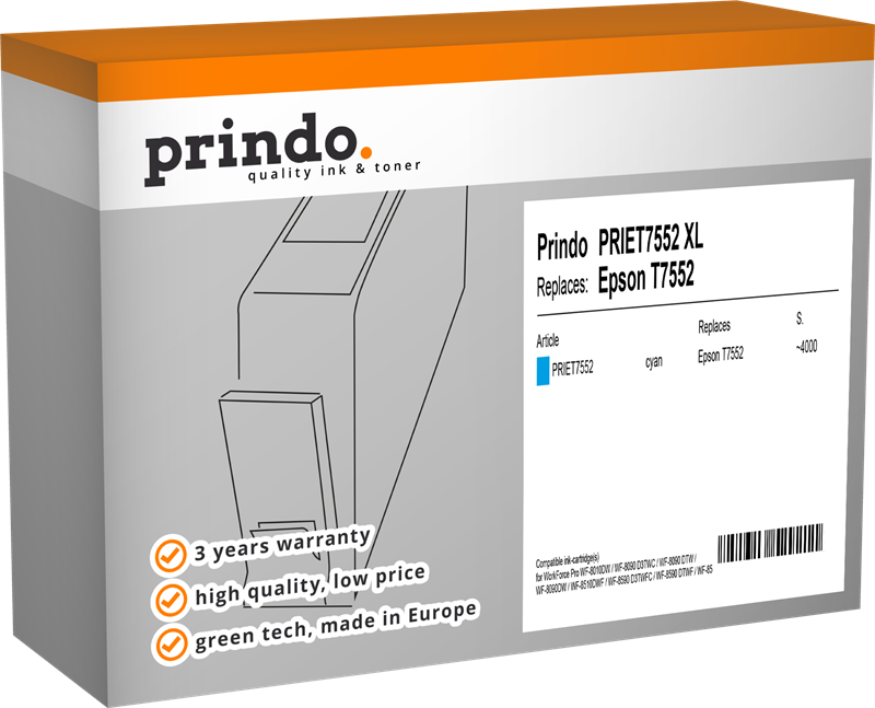 Prindo T7552 cyan ink cartridge